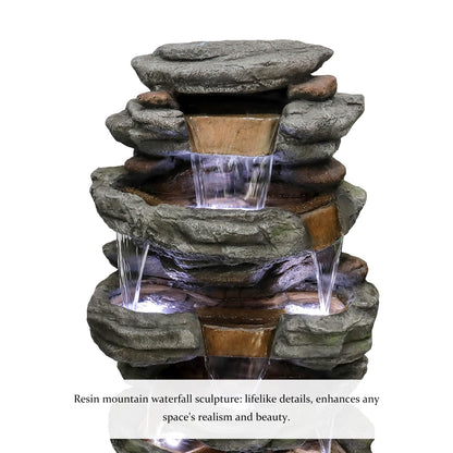 SunJet 6-Tier Outdoor Water Fountain with LED Lights