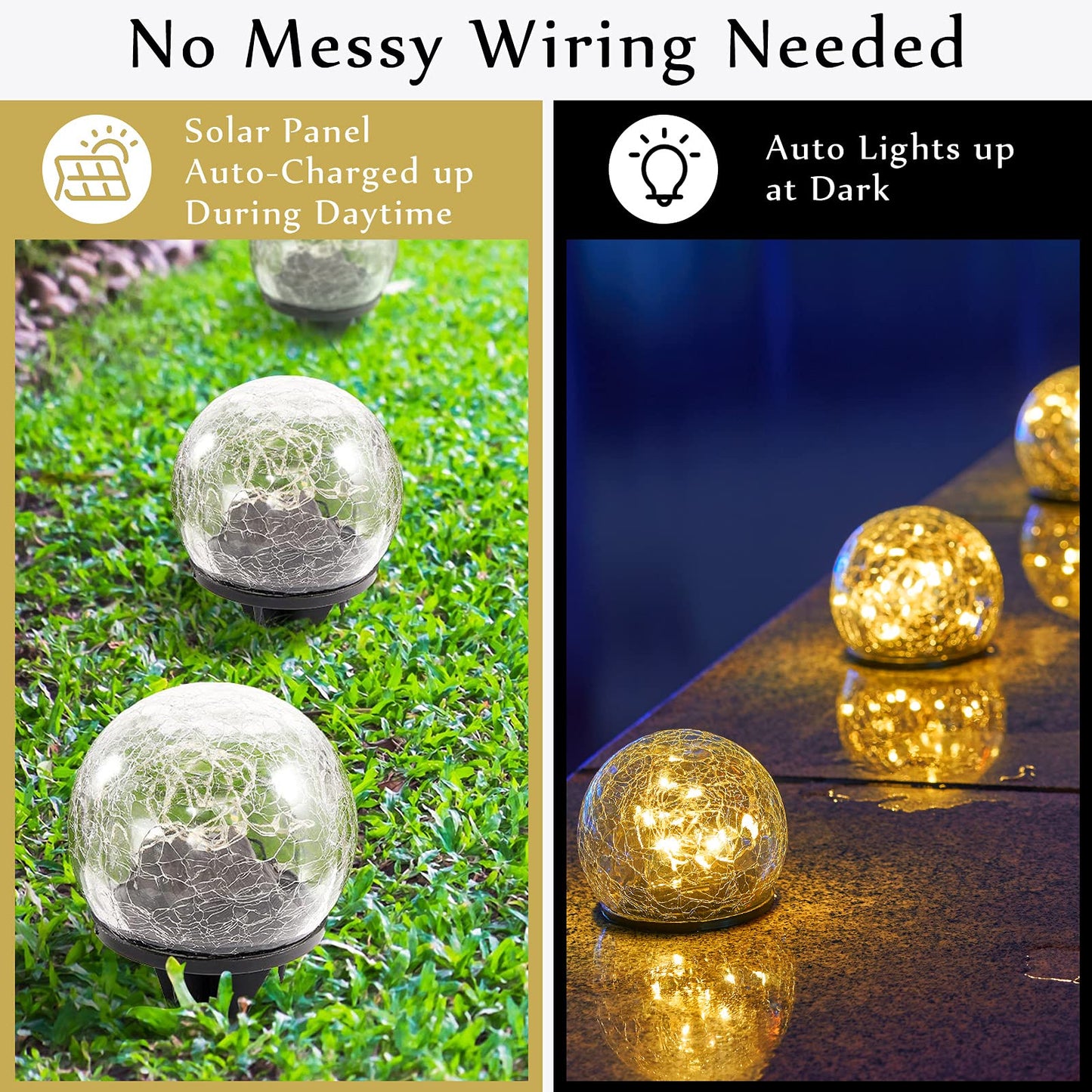 Honoson Solar Globe Garden Lights – 4 Pack