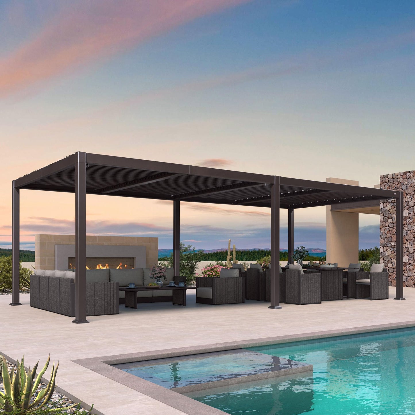 PURPLE LEAF 10' x 10' Louvered Pergola – Bronze