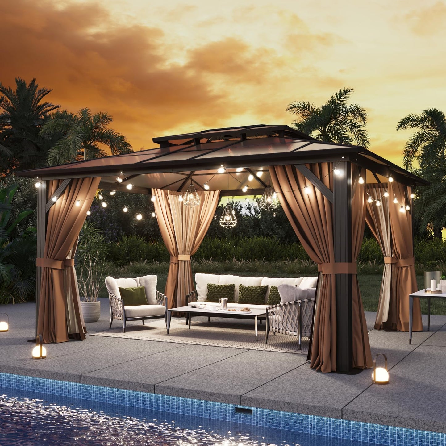 Aoxun 12' x 10' Hardtop Outdoor Gazebo