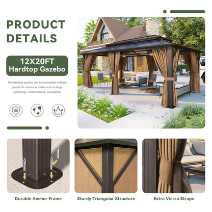 Aoxun 12' x 10' Hardtop Outdoor Gazebo