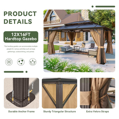 Aoxun 12' x 10' Hardtop Outdoor Gazebo