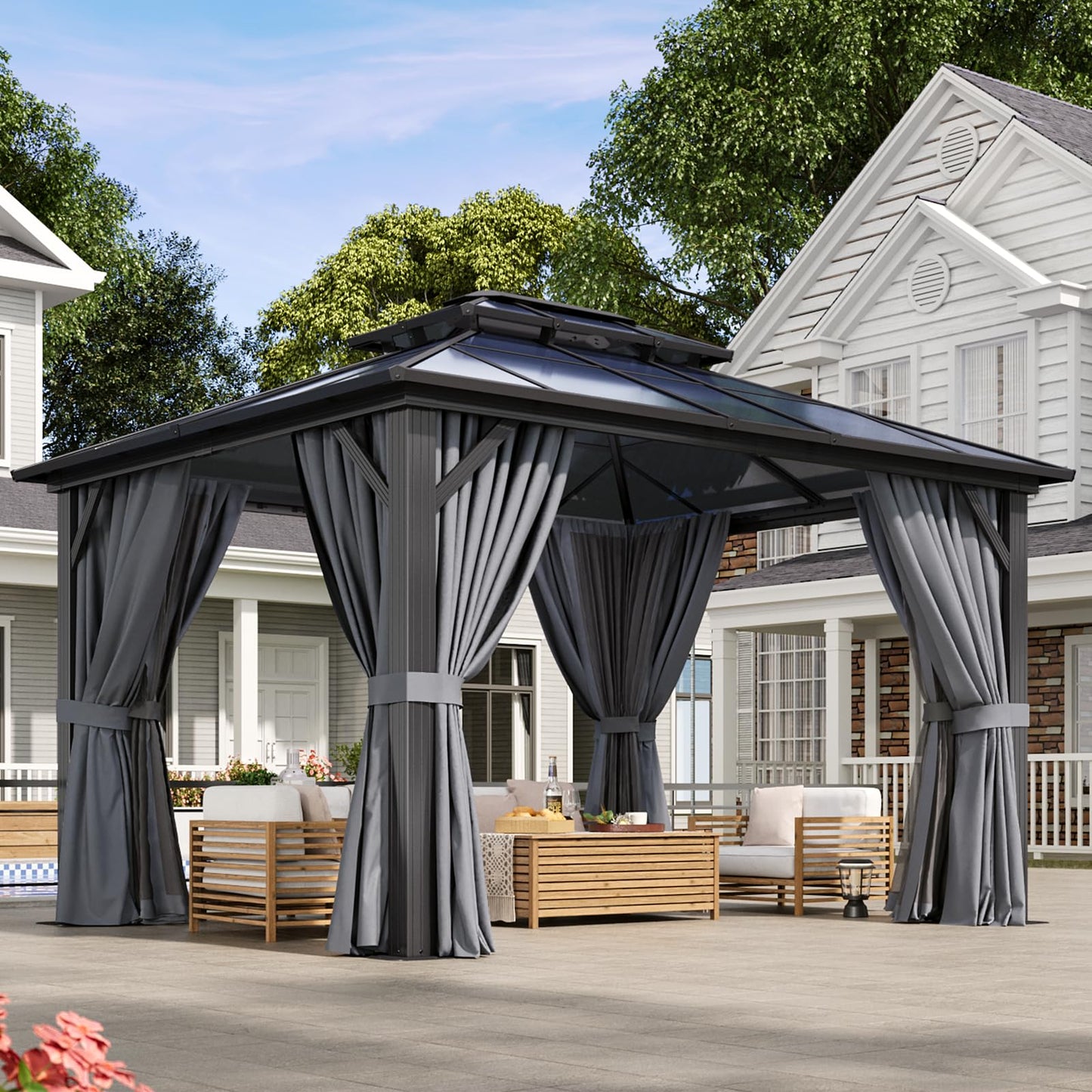 Aoxun 12' x 10' Hardtop Outdoor Gazebo