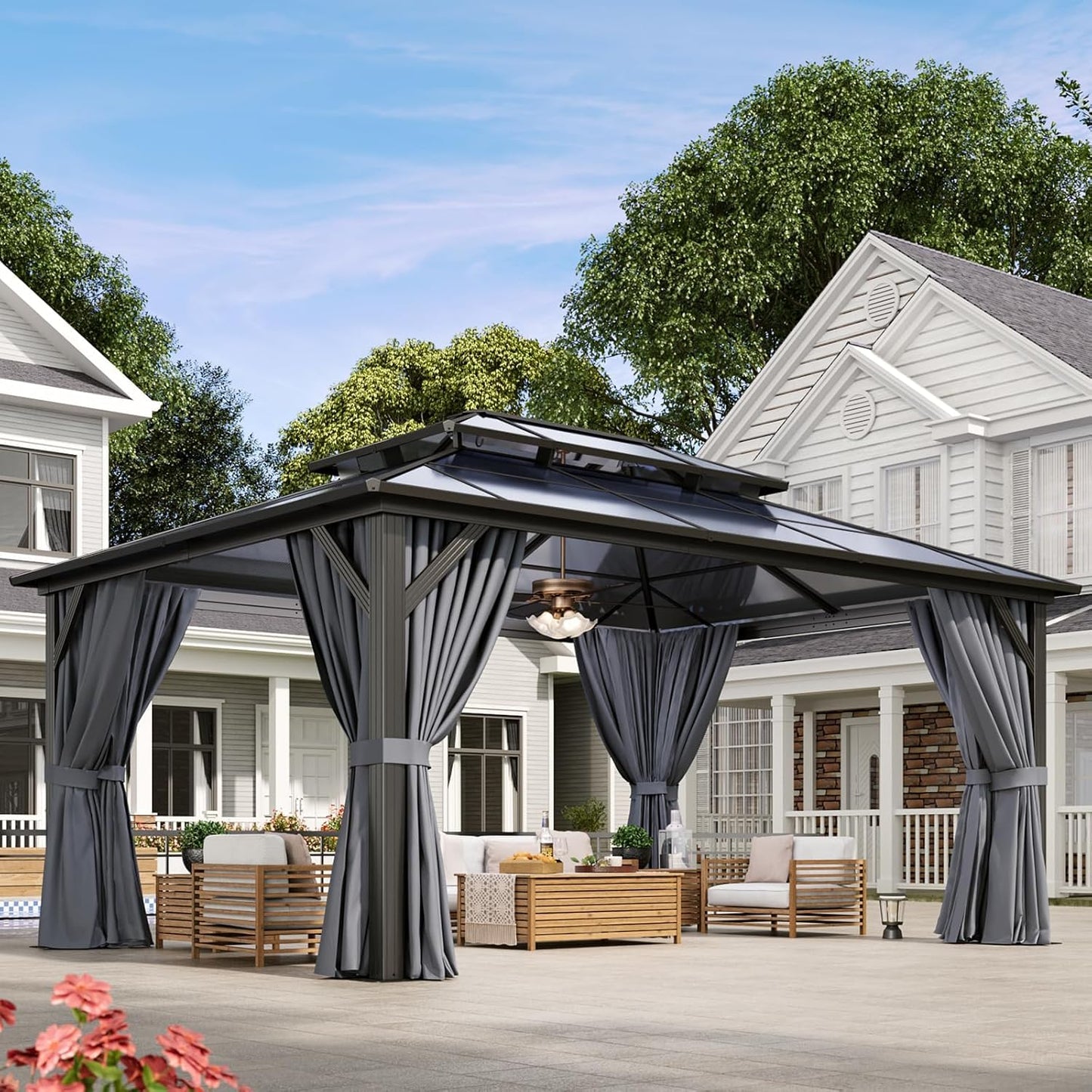 Aoxun 12' x 10' Hardtop Outdoor Gazebo