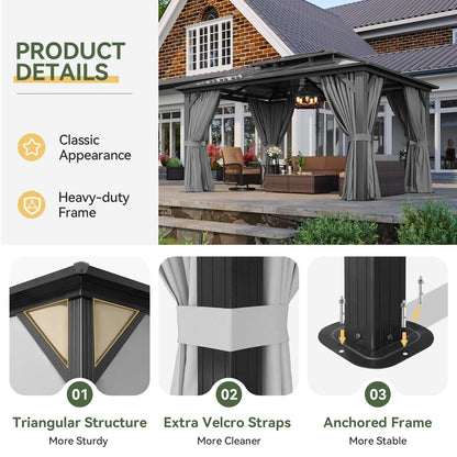 Aoxun 12' x 10' Hardtop Outdoor Gazebo