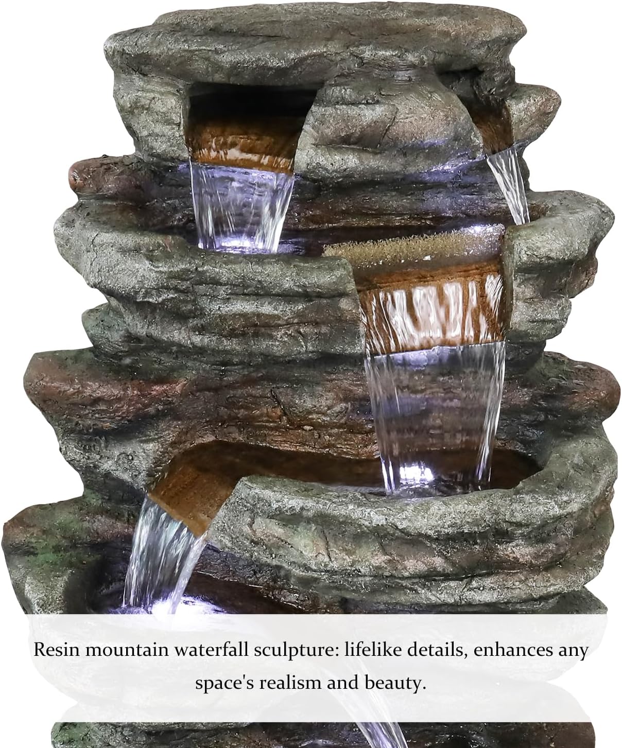 SunJet 6-Tier Outdoor Water Fountain with LED Lights