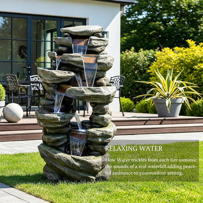 SunJet 6-Tier Outdoor Water Fountain with LED Lights