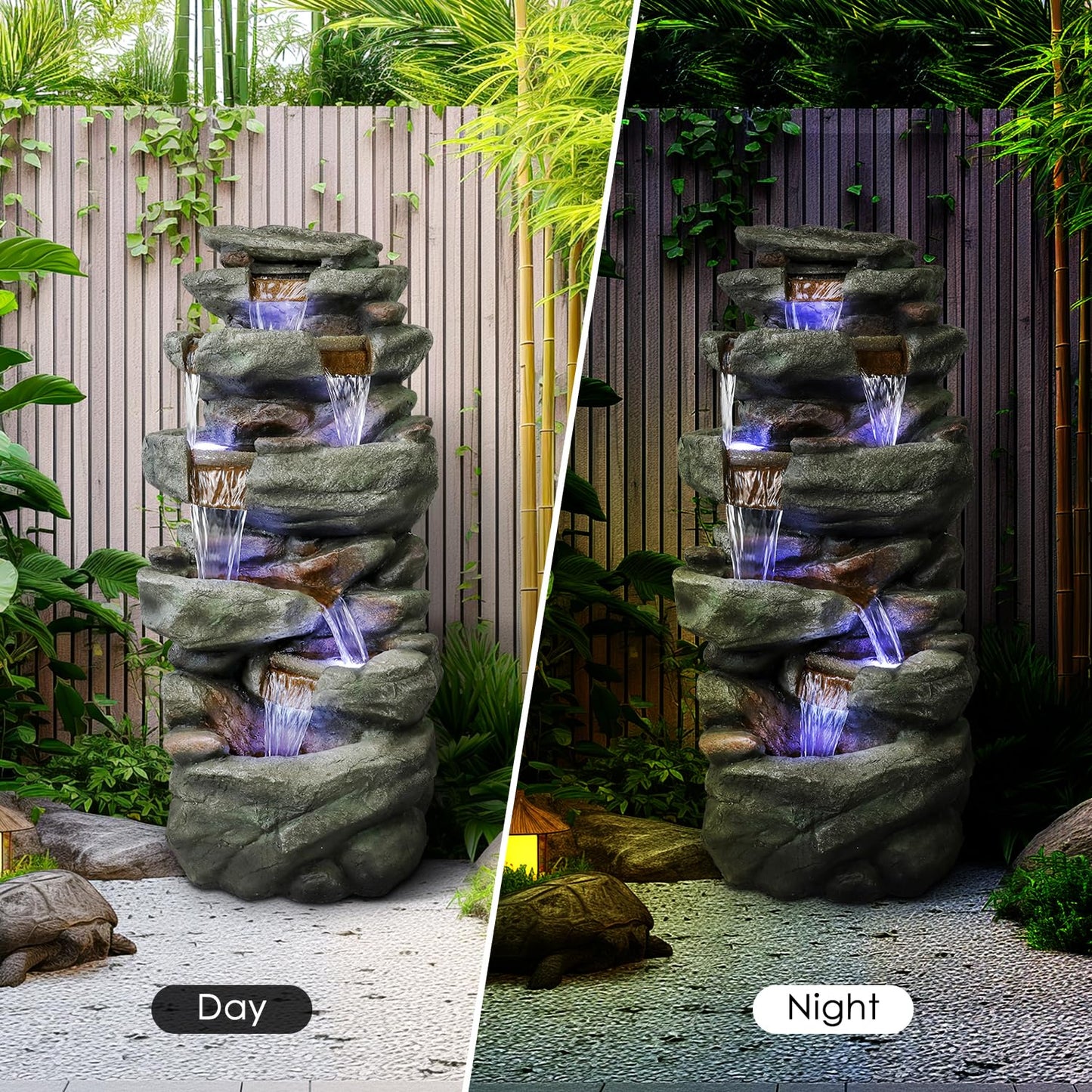 SunJet 6-Tier Outdoor Water Fountain with LED Lights