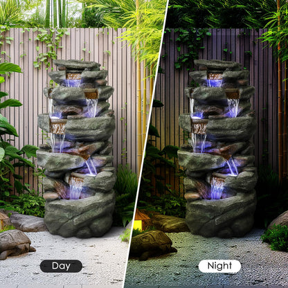 SunJet 6-Tier Outdoor Water Fountain with LED Lights