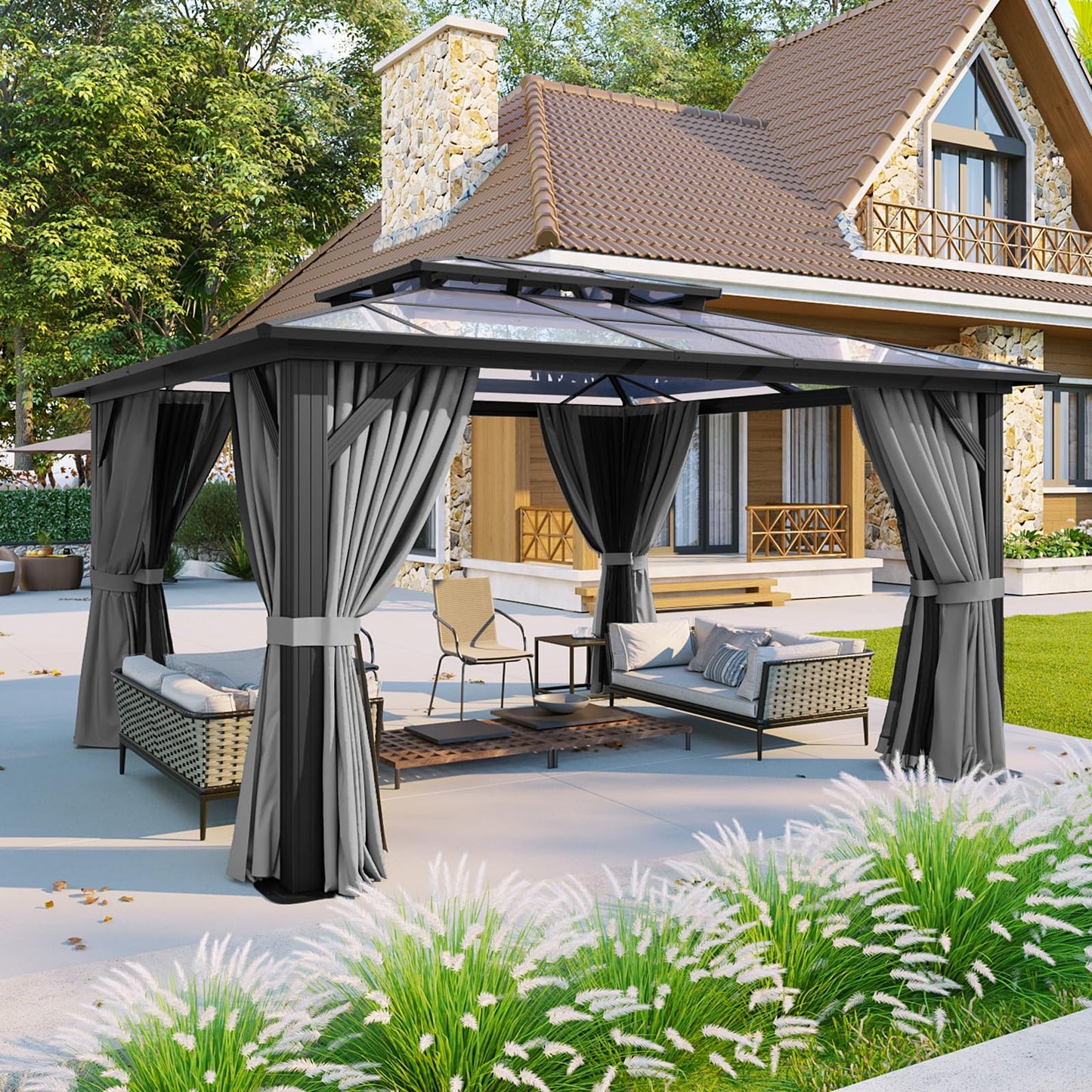 Aoxun 12' x 10' Hardtop Outdoor Gazebo