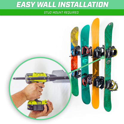 GoSports Wall Mounted Ski & Snowboard Rack