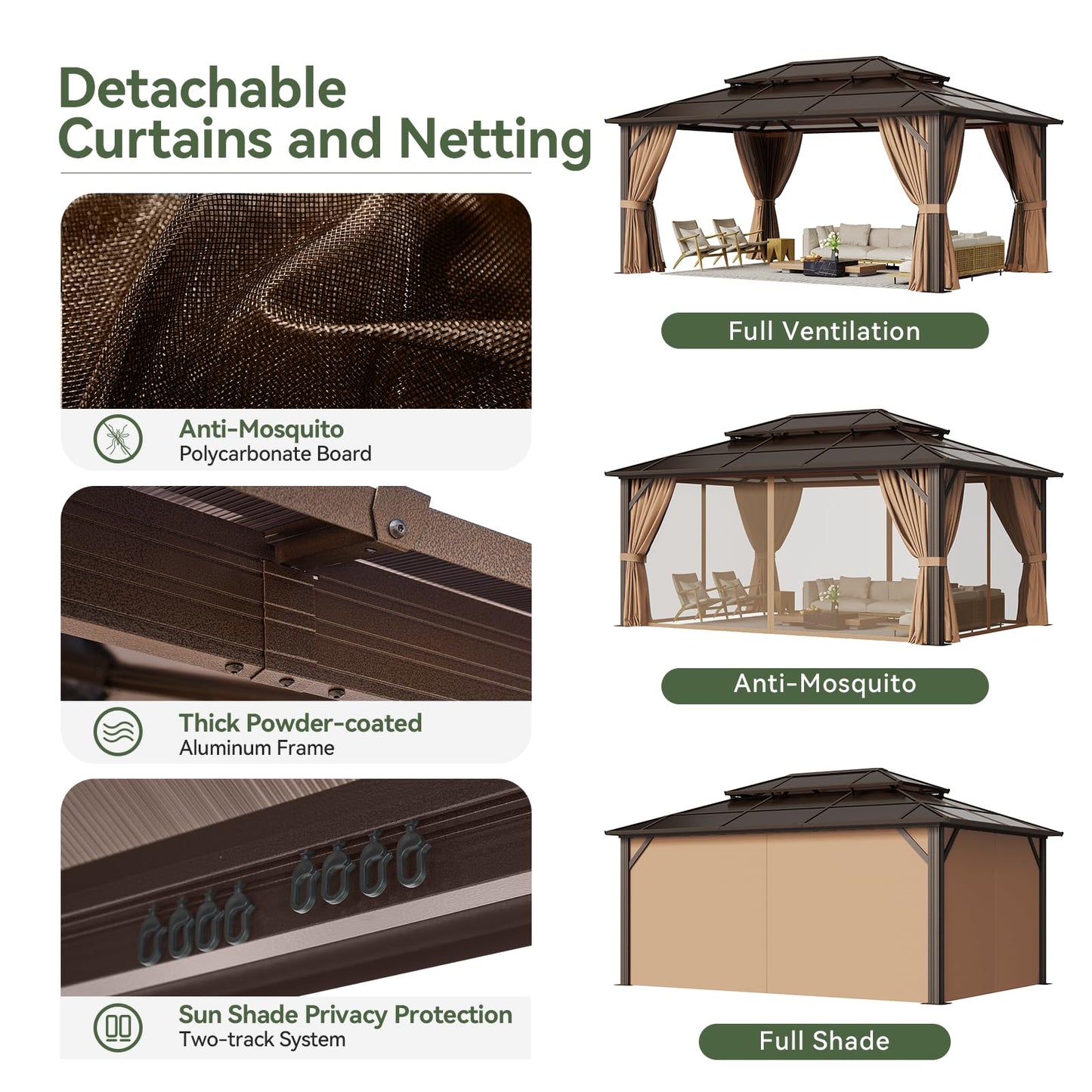 Aoxun 12' x 10' Hardtop Outdoor Gazebo