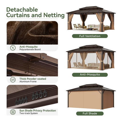 Aoxun 12' x 10' Hardtop Outdoor Gazebo