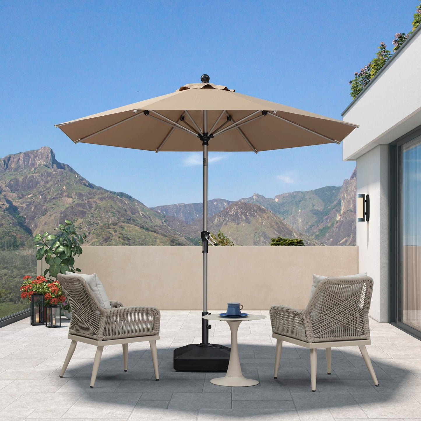 PURPLE LEAF 10' Round Patio Umbrella – Taupe