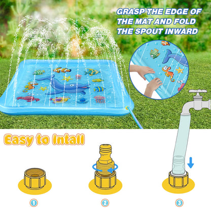 Growsland Kids Splash Pad Sprinkler Pool – 67"