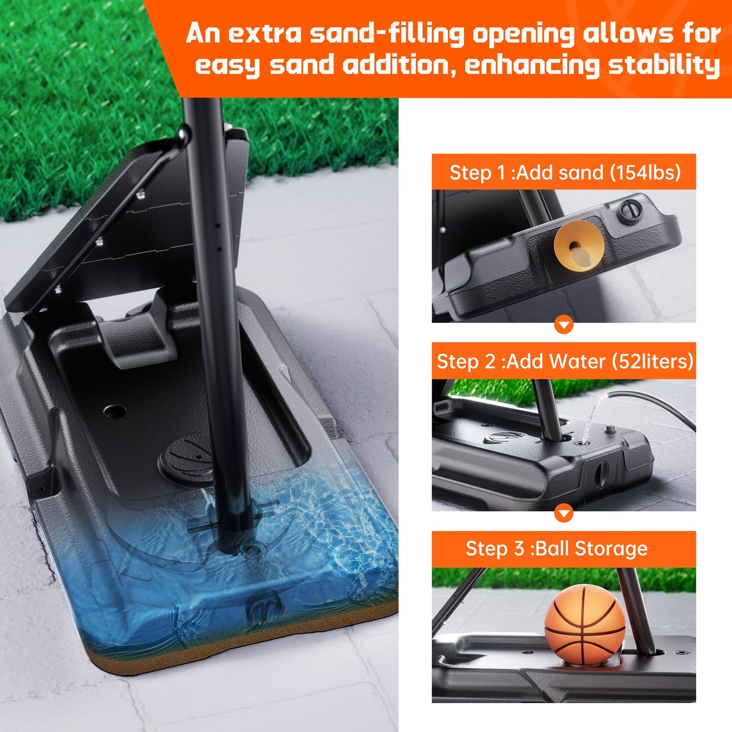 Feelwin Adjustable Outdoor Basketball Hoop System