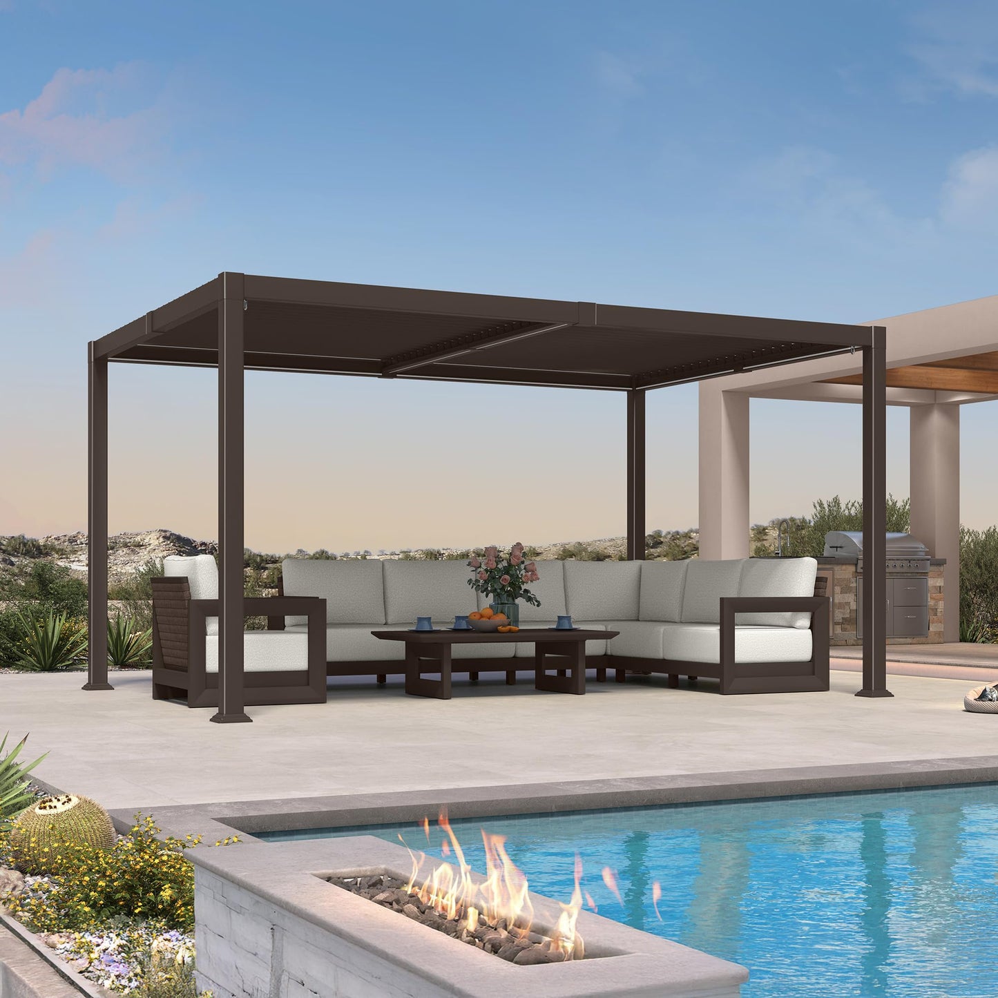 PURPLE LEAF 10' x 10' Louvered Pergola – Bronze