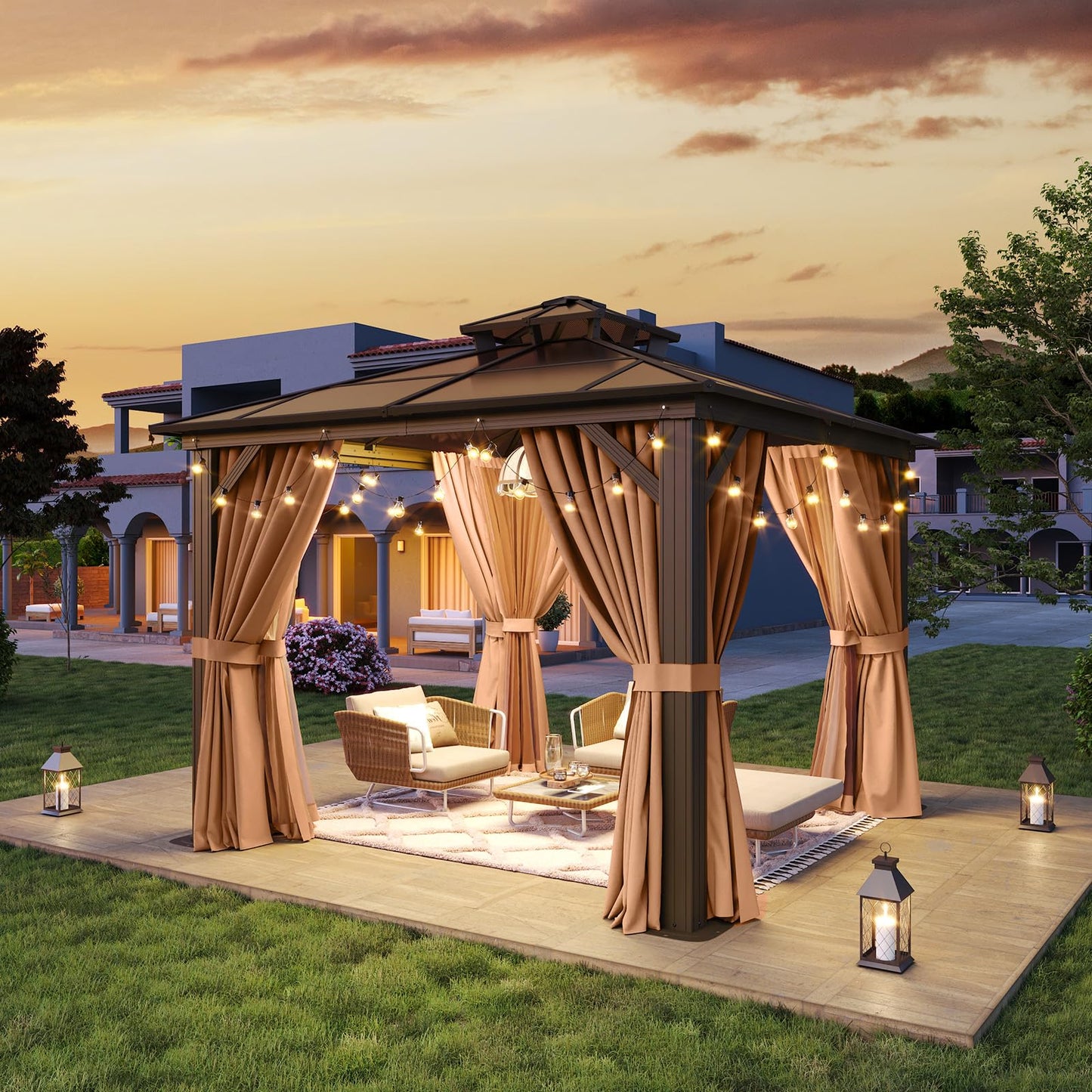 Aoxun 12' x 10' Hardtop Outdoor Gazebo