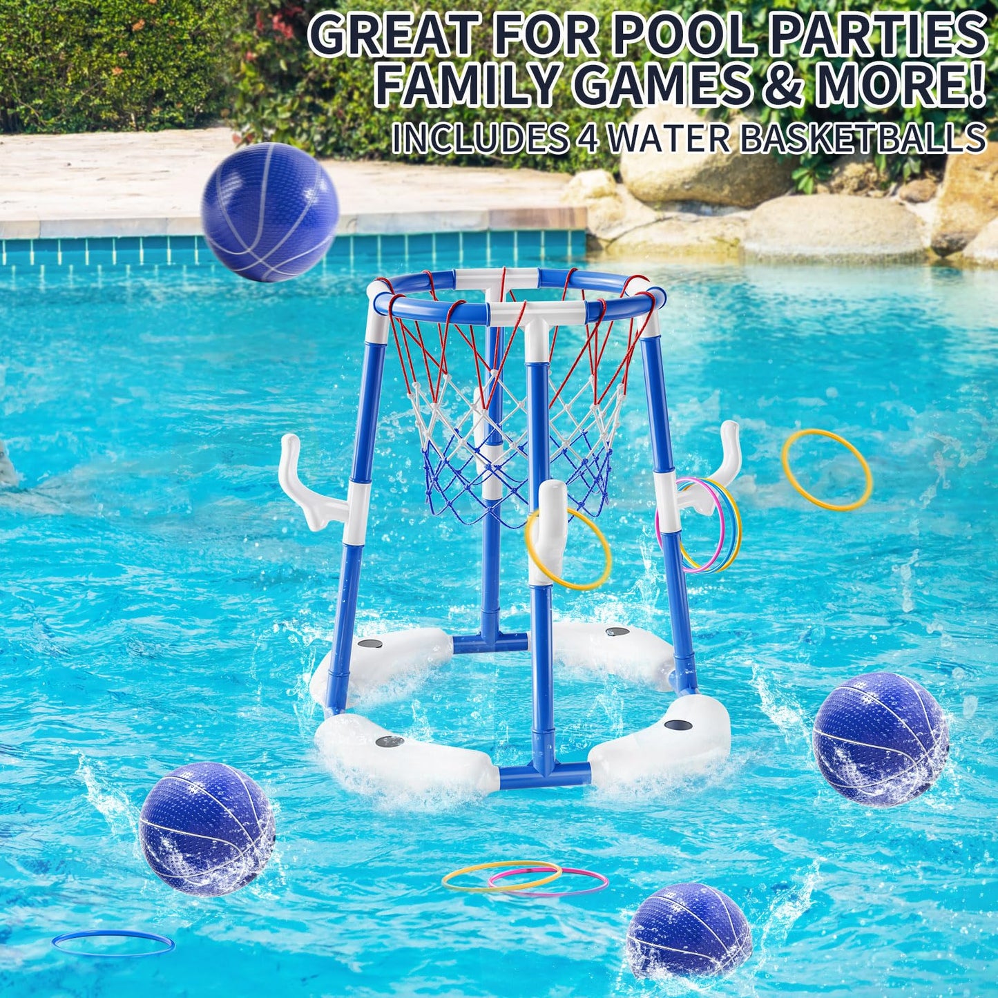 NIPLOOOW Floating Pool Basketball Hoop Game