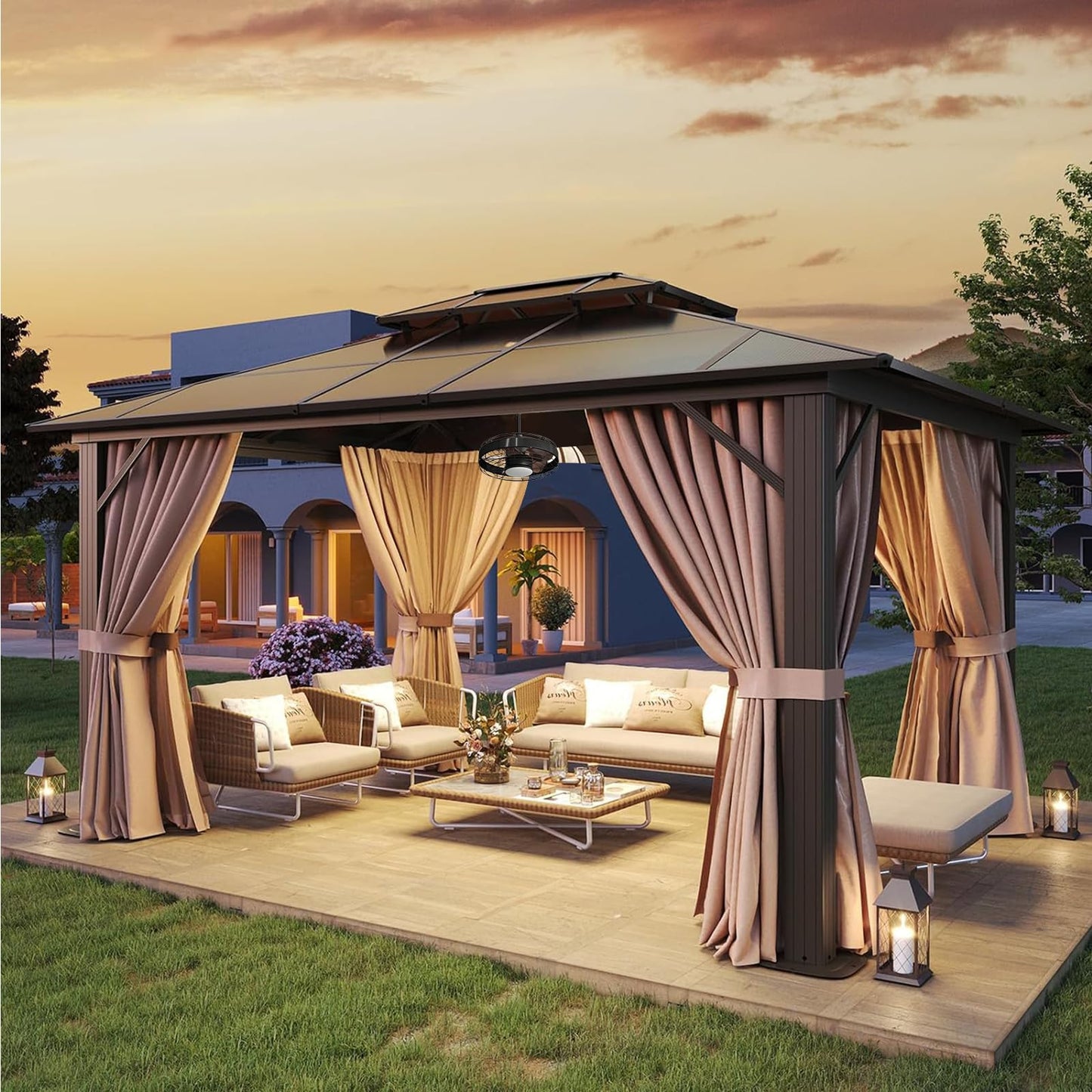 Aoxun 12' x 10' Hardtop Outdoor Gazebo