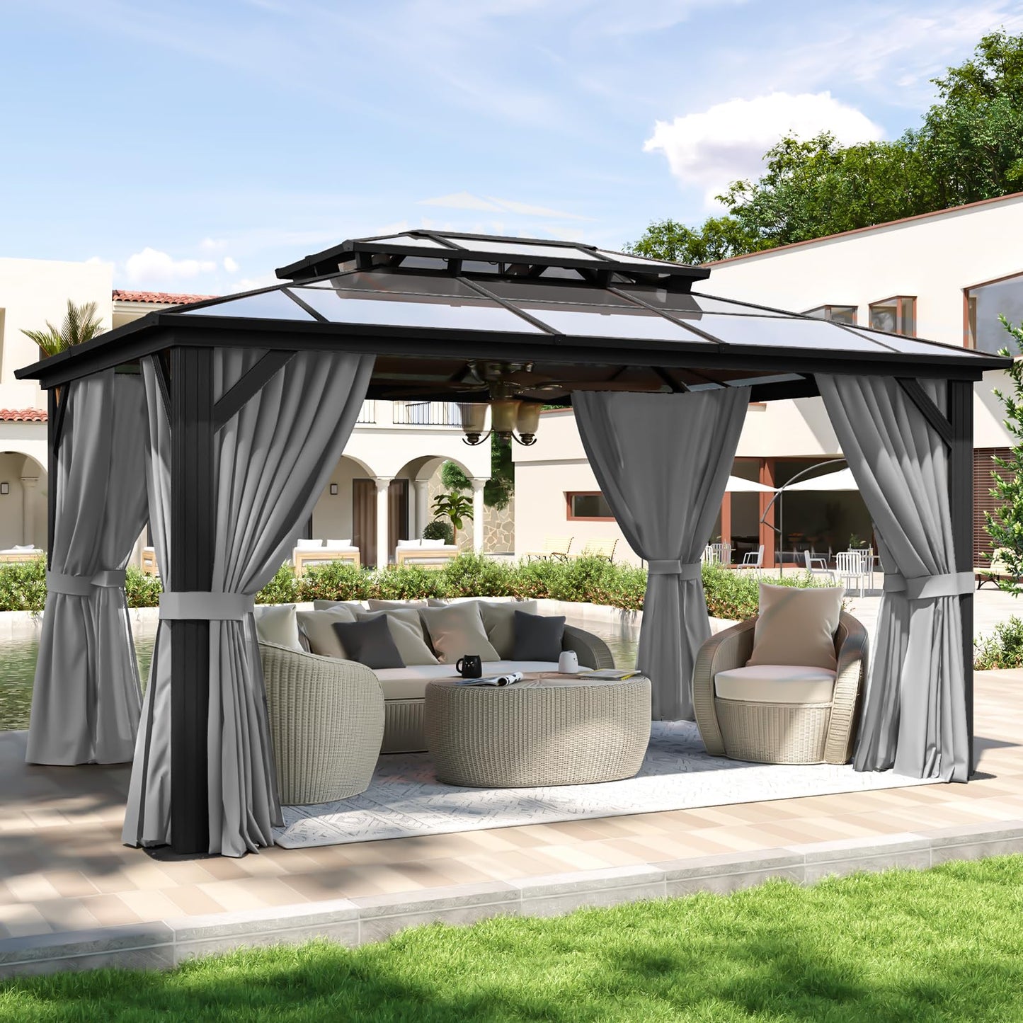 Aoxun 12' x 10' Hardtop Outdoor Gazebo
