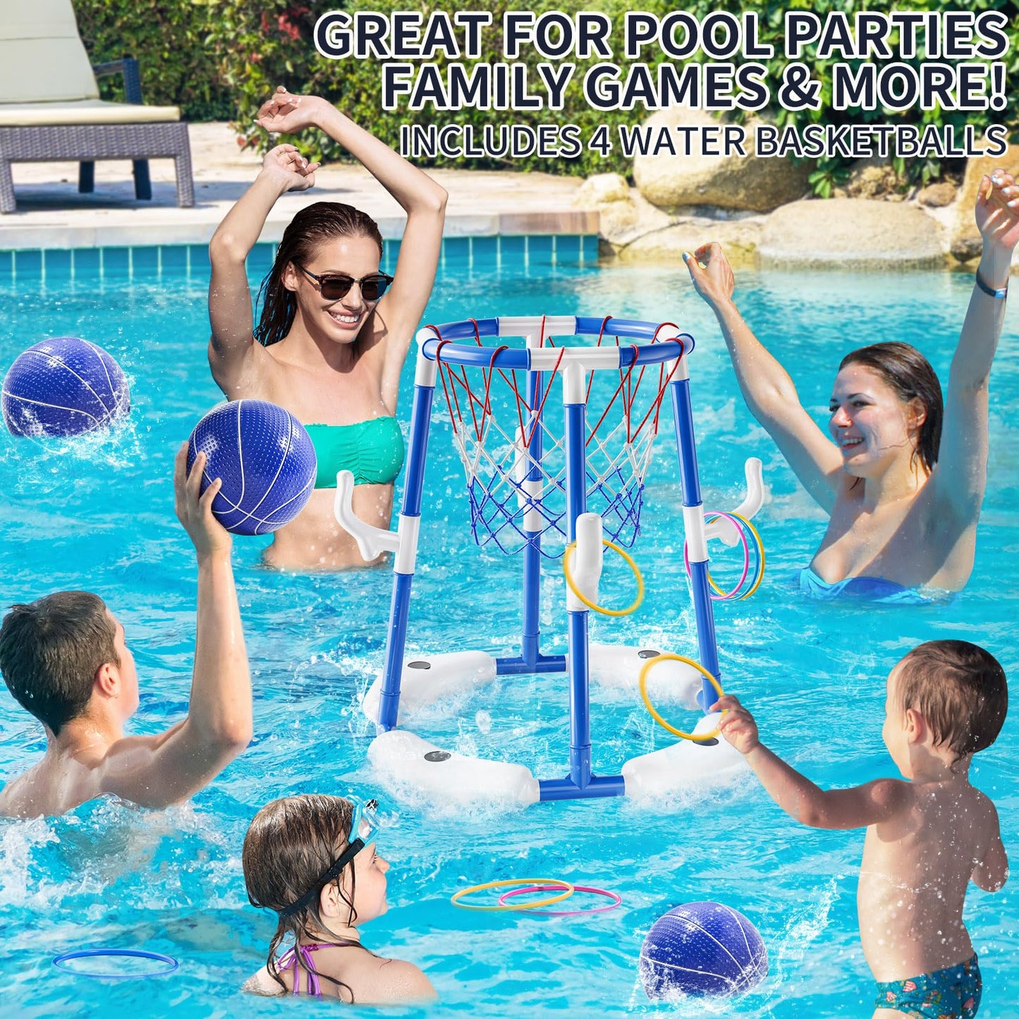 NIPLOOOW Floating Pool Basketball Hoop Game