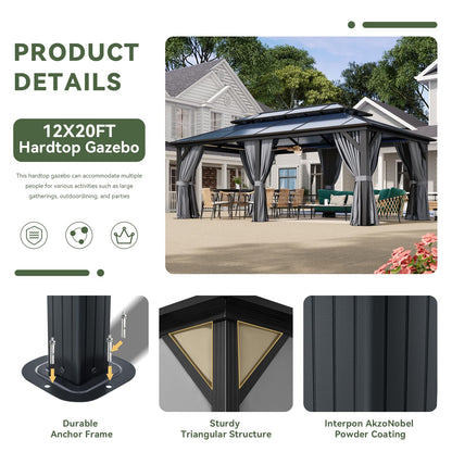 Aoxun 12' x 10' Hardtop Outdoor Gazebo
