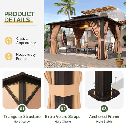 Aoxun 12' x 10' Hardtop Outdoor Gazebo