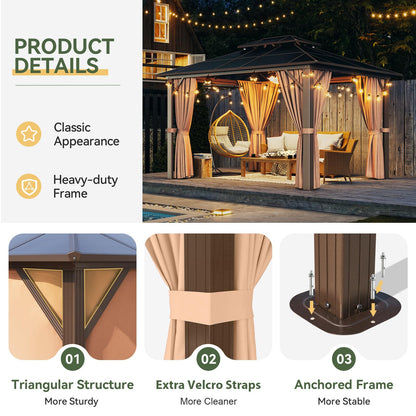 Aoxun 12' x 10' Hardtop Outdoor Gazebo