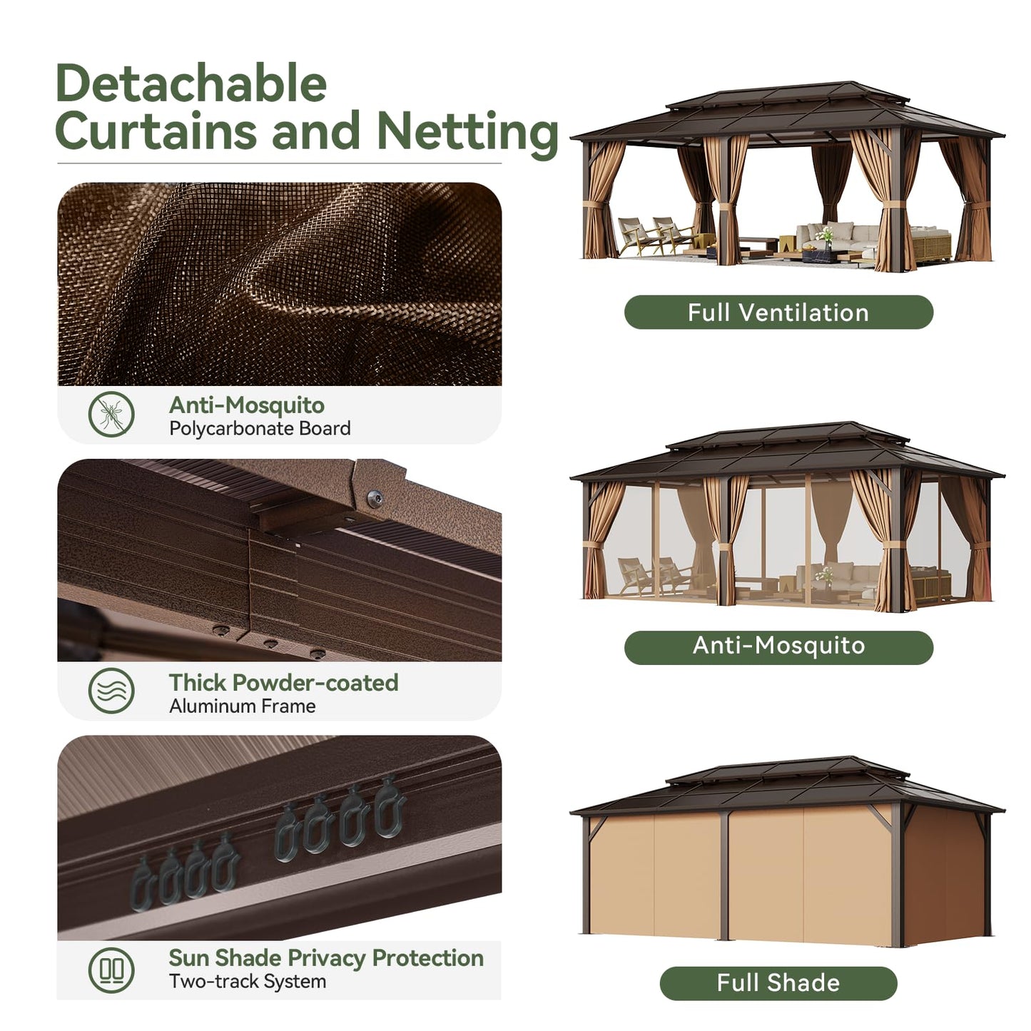Aoxun 12' x 10' Hardtop Outdoor Gazebo