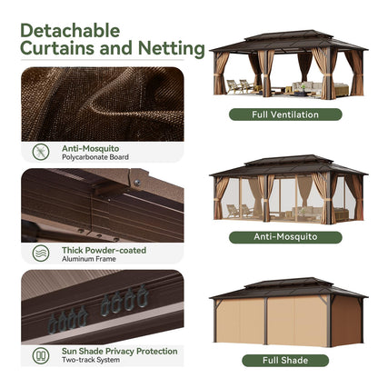 Aoxun 12' x 10' Hardtop Outdoor Gazebo