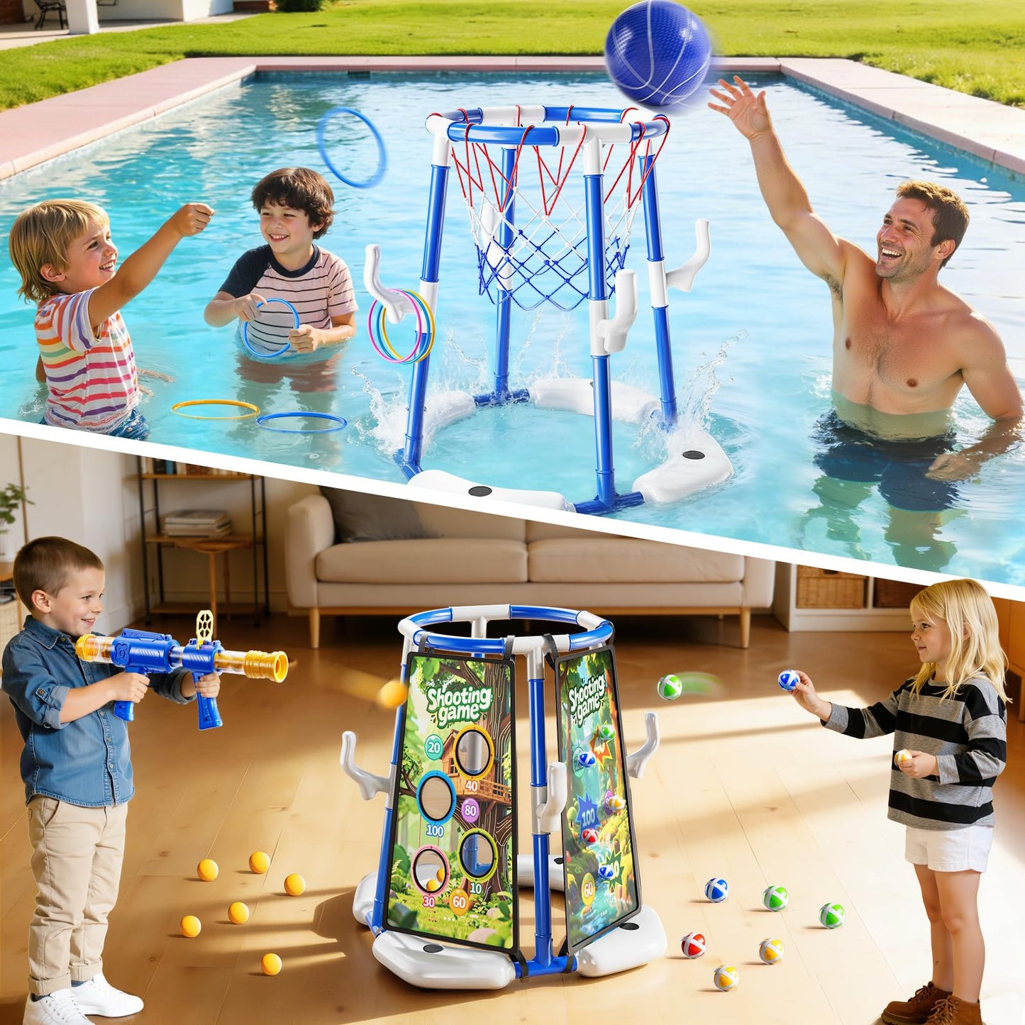 NIPLOOOW Floating Pool Basketball Hoop Game
