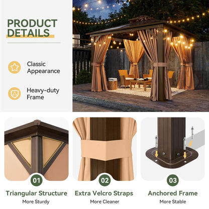 Aoxun 12' x 10' Hardtop Outdoor Gazebo