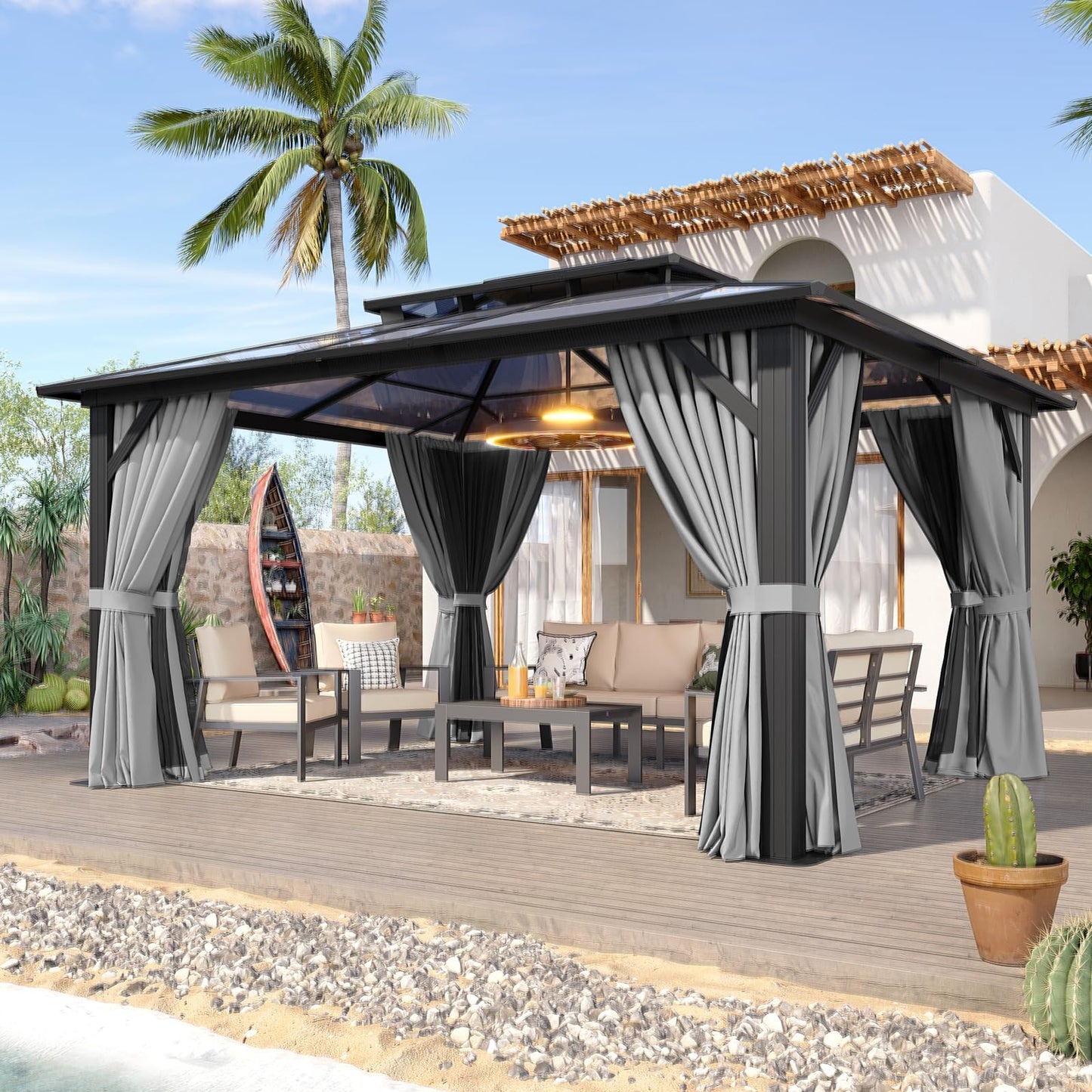 Aoxun 12' x 10' Hardtop Outdoor Gazebo