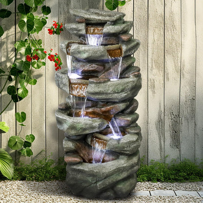 SunJet 6-Tier Outdoor Water Fountain with LED Lights