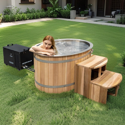 AURGOD Cedar Cold Plunge Tub with Chiller