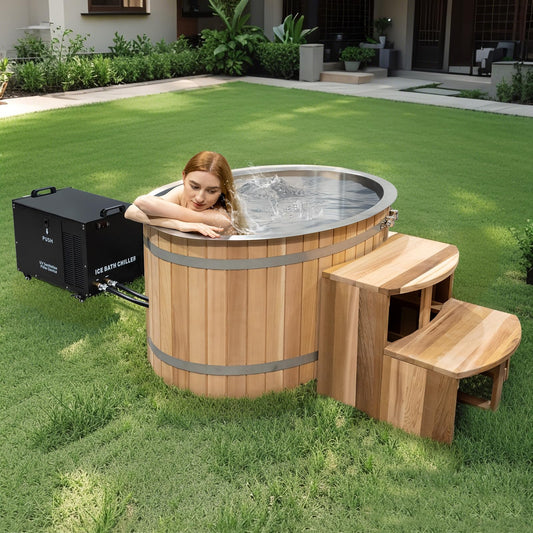 AURGOD Cedar Cold Plunge Tub with Chiller