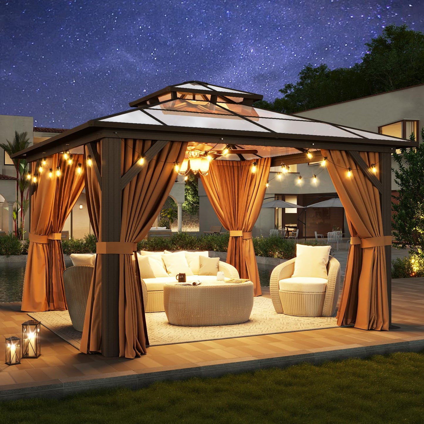 Aoxun 12' x 10' Hardtop Outdoor Gazebo
