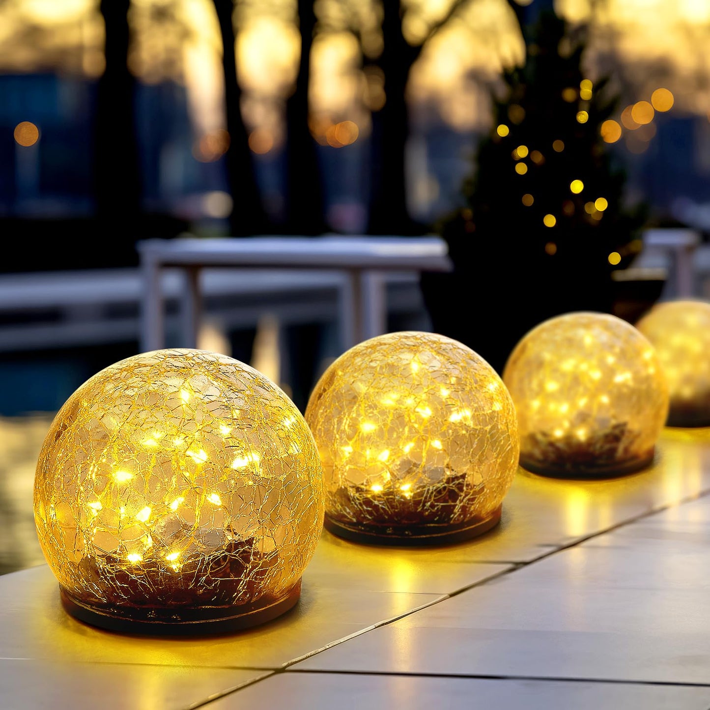 Honoson Solar Globe Garden Lights – 4 Pack