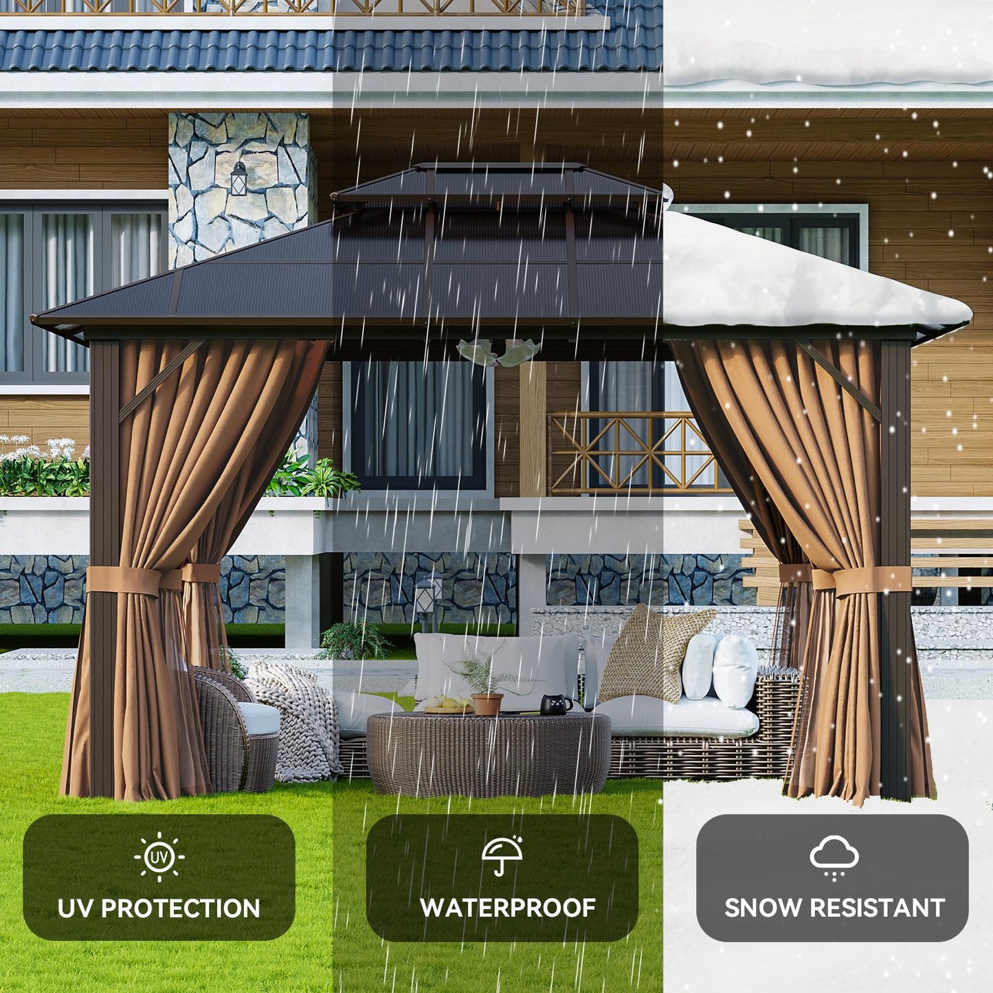 Aoxun 12' x 10' Hardtop Outdoor Gazebo