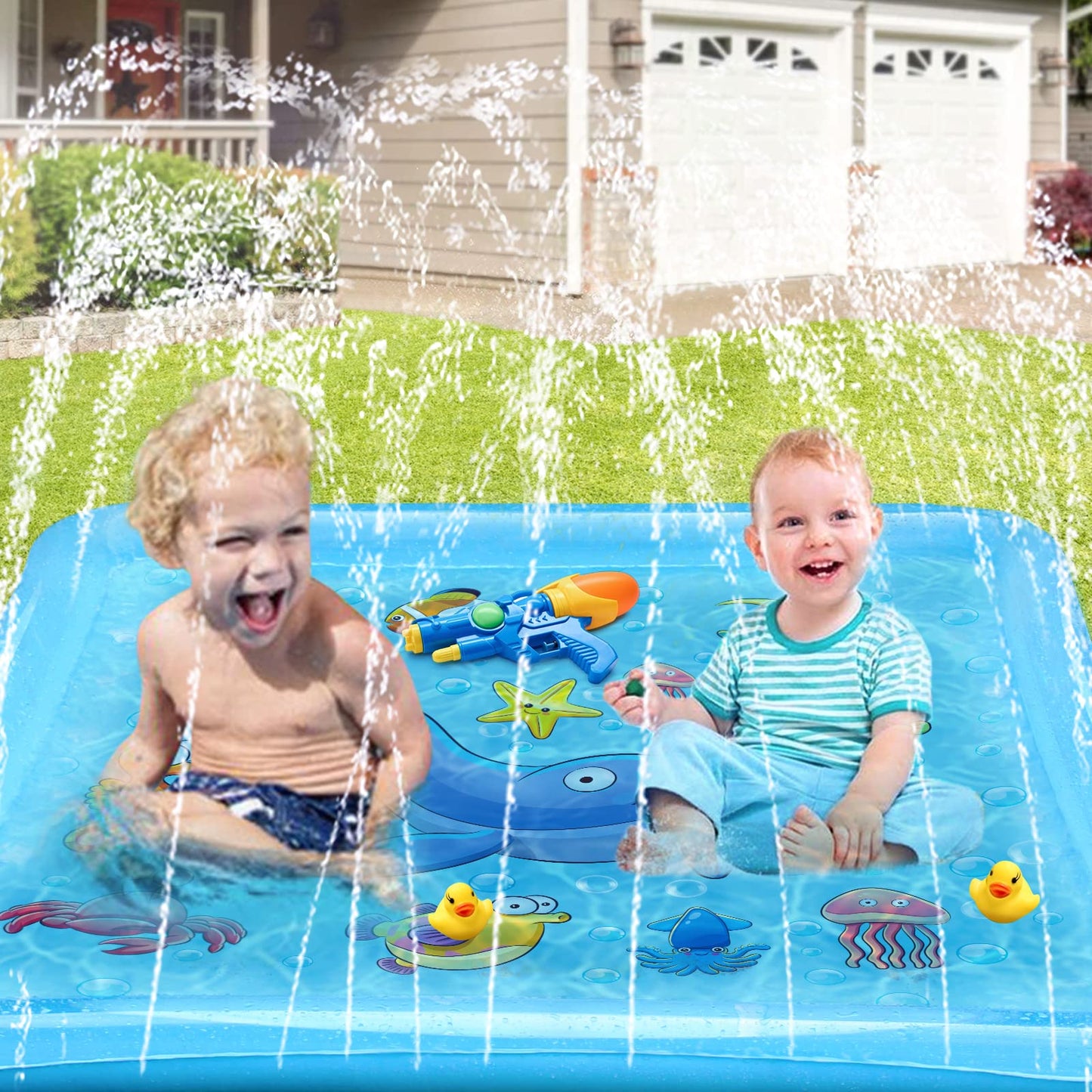 Growsland Kids Splash Pad Sprinkler Pool – 67"