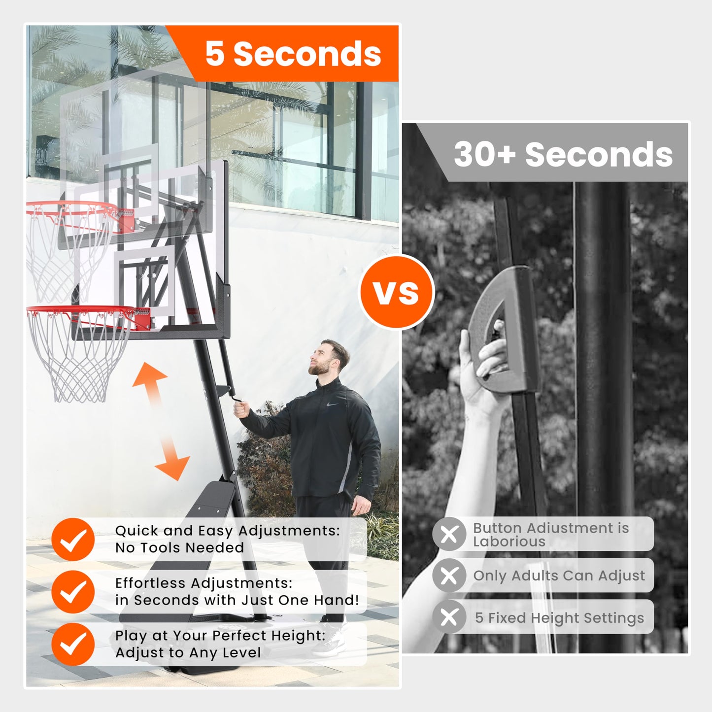Feelwin Adjustable Outdoor Basketball Hoop System