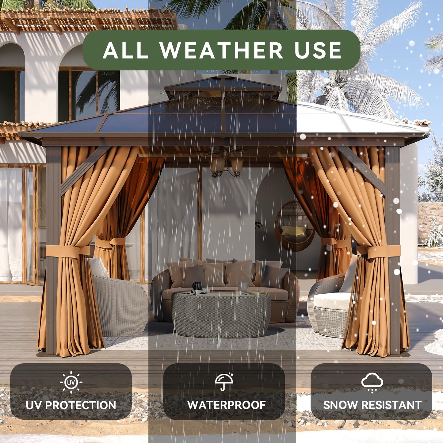 Aoxun 12' x 10' Hardtop Outdoor Gazebo