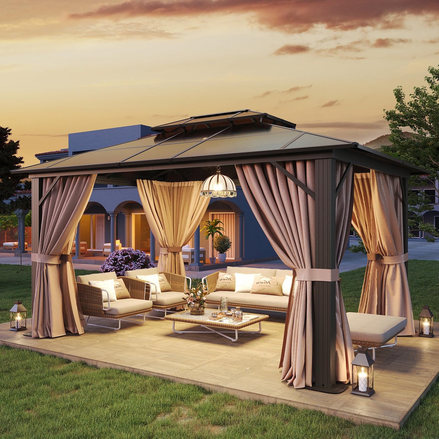 Aoxun 12' x 10' Hardtop Outdoor Gazebo