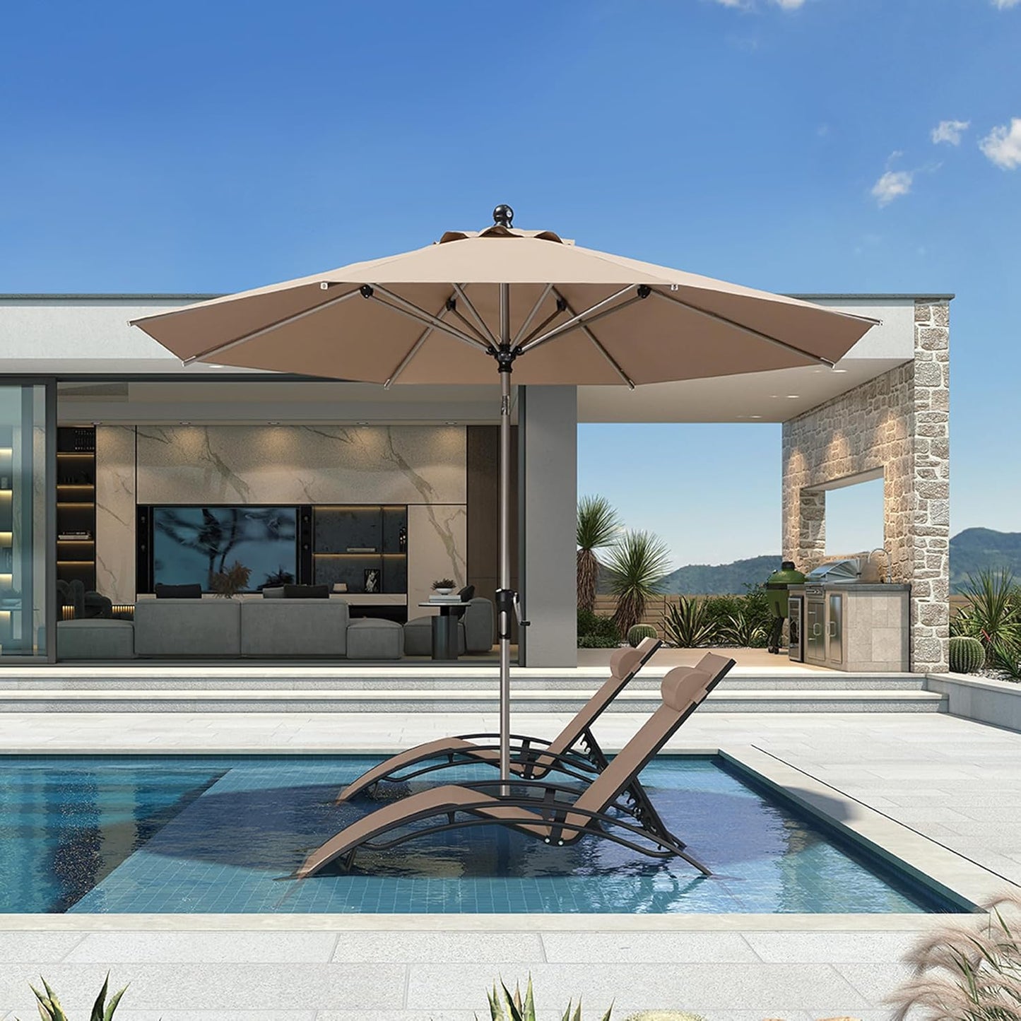PURPLE LEAF 10' Round Patio Umbrella – Taupe