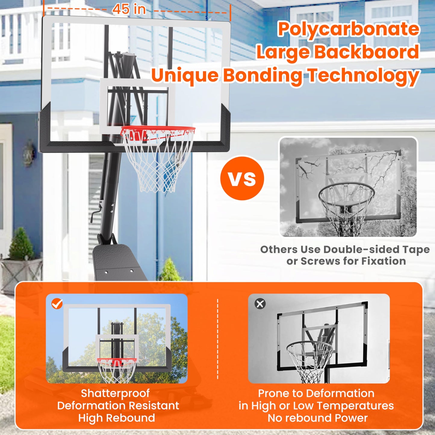 Feelwin Adjustable Outdoor Basketball Hoop System
