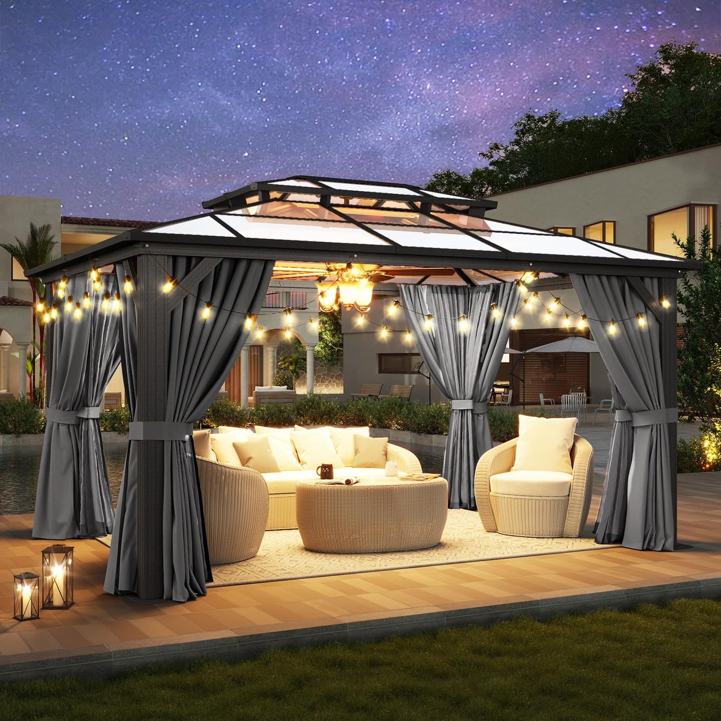 Aoxun 12' x 10' Hardtop Outdoor Gazebo