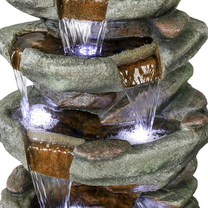 SunJet 6-Tier Outdoor Water Fountain with LED Lights