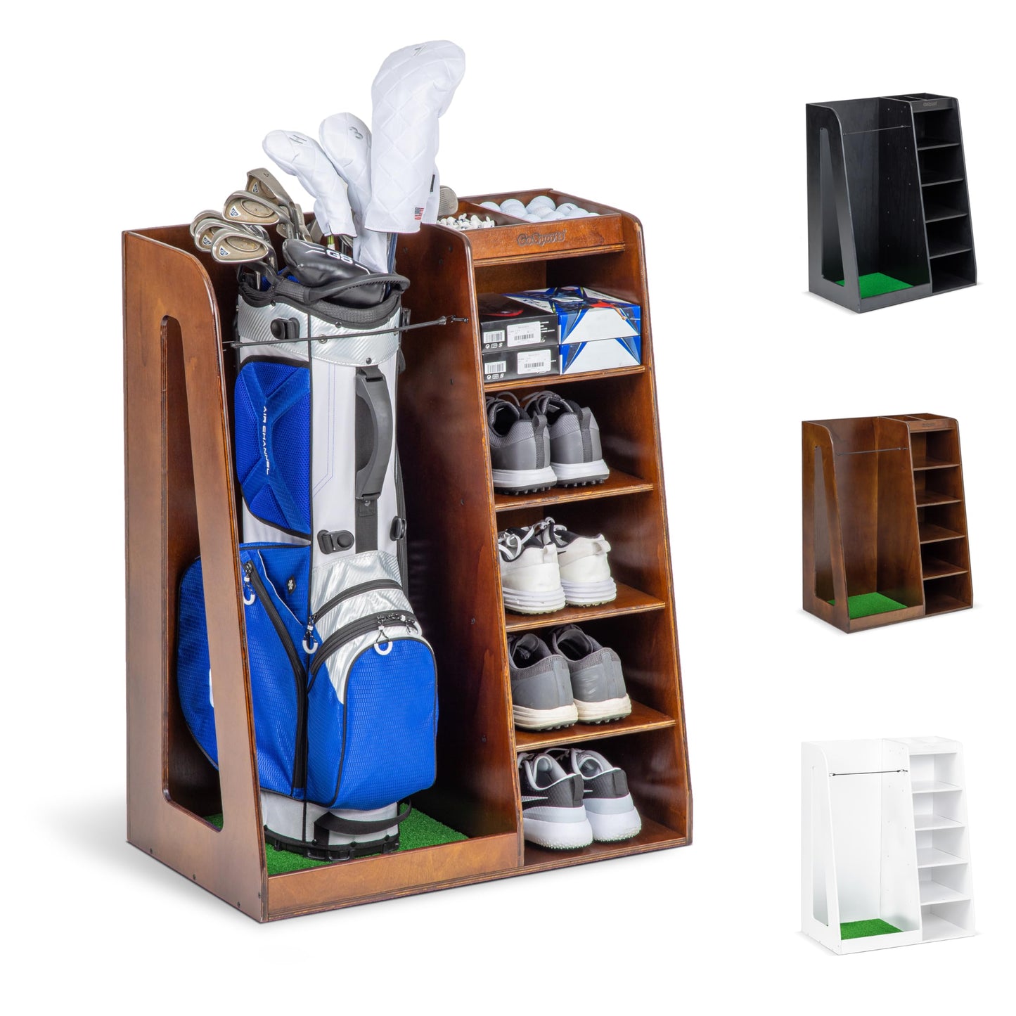 GoSports Wooden Golf Bag Organizer Rack