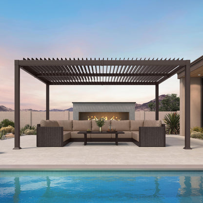 PURPLE LEAF 10' x 10' Louvered Pergola – Bronze
